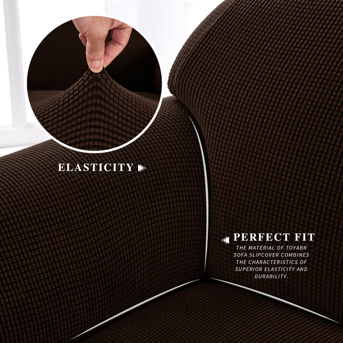 Red Barrel Studio® Jacquard Box Cushion Sofa Slipcover & Reviews Wayfair